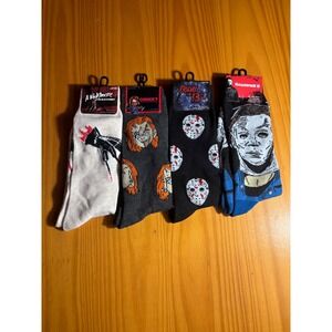 Horror Movie Socks 4 Pair Nightmare on Elm Street Chucky Friday 13th Halloween‎